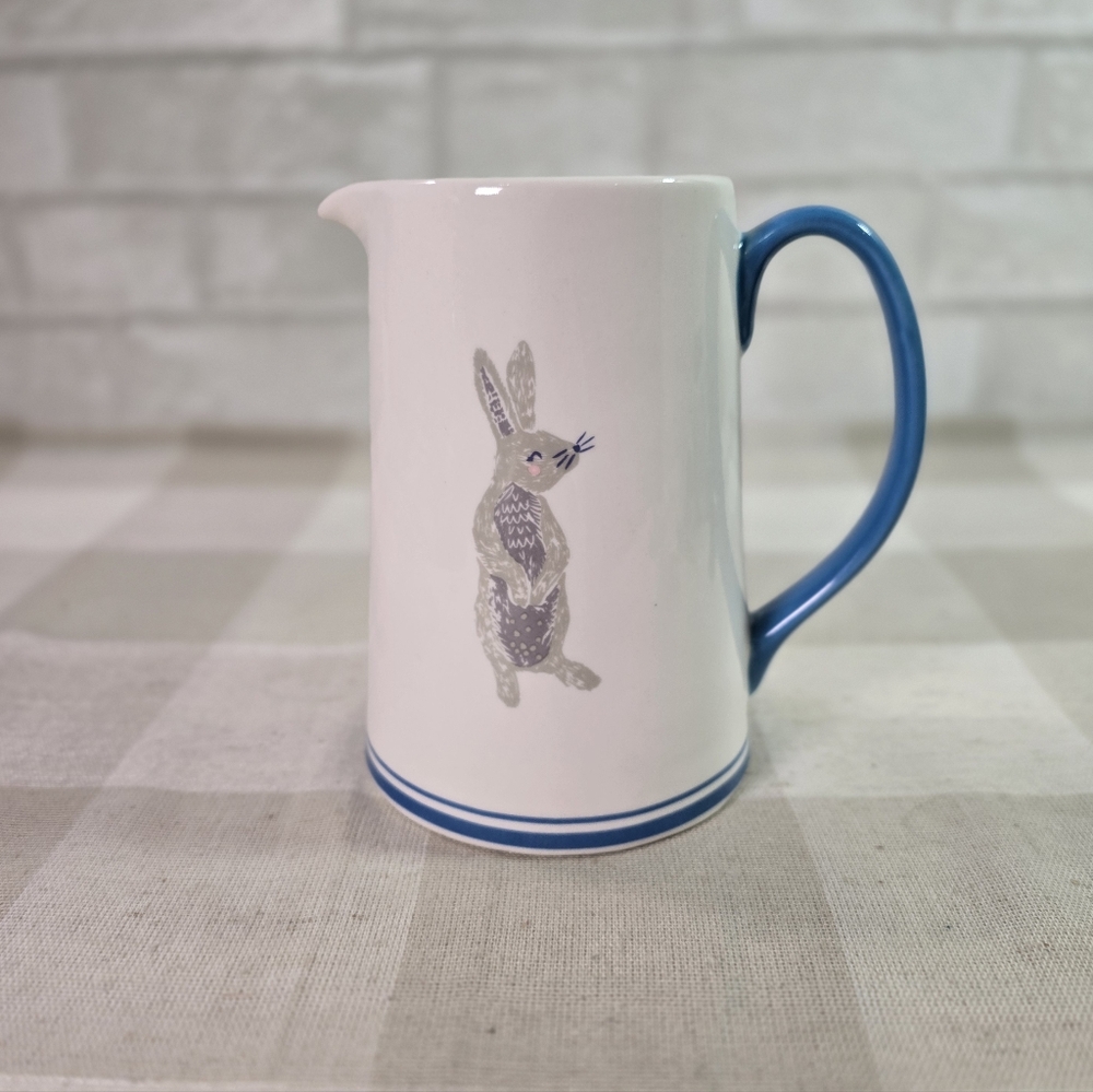 Grace Fine Porcelain Bunny Rabbit Blue Pitcher - Picture 1 of 6